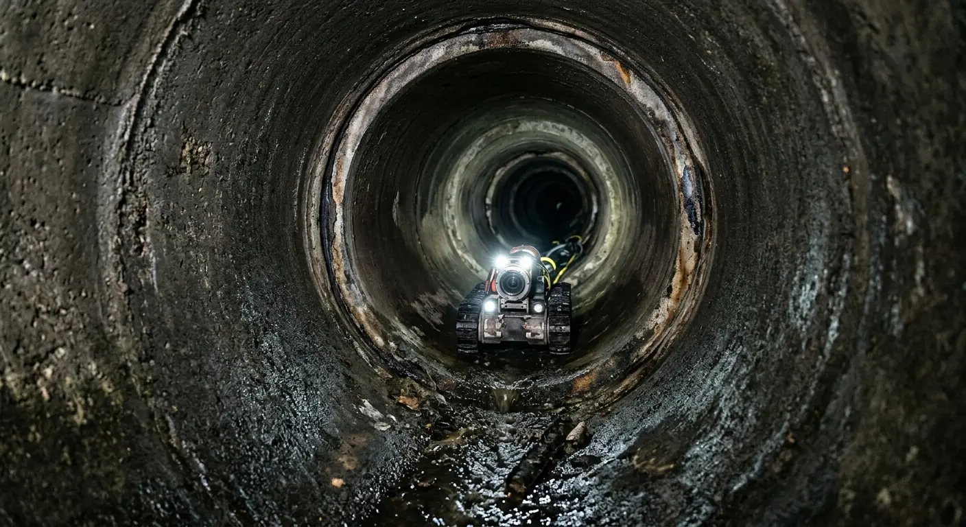Robotic sewer camera inspecting pipe interior for Sewer Line Repair in Welcome
